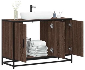 ντουλάπι νιπτήρα μπάνιου καφέ δρυς 90x33x60 cm