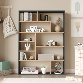 ΒΙΒΛΙΟΘΗΚΗ DECORA PAKOWORLD ΣΕ ΦΥΣΙΚΗ-ΑΝΘΡΑΚΙ ΑΠΟΧΡΩΣΗ 90X22X123.6ΕΚ