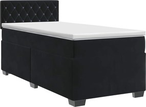 vidaXL Κρεβάτι box spring με στρώμα Μαύρο 90 x 200 cm Βελούδο