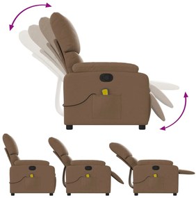 vidaXL Πολυθρόνα Μασάζ Ανακλινόμενη Καφέ Υφασμάτινη