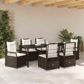 vidaXL Σέτ φαγητού για κήπο 7 pcs Καφέ συνθετικό ρατάν