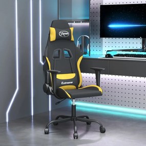 vidaXL Καρέκλα Μασάζ Gaming Μαύρη και Κίτρινη Υφασμάτινη