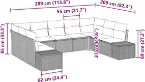 vidaXL Σετ Καναπέ Κήπου 9 τμχ. Μαύρο συνθετικό ρατάν