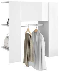 vidaXL Ντουλάπι Διαδρόμου Γυαλιστ. Λευκό 35x34x90εκ.Επεξεργασμένο Ξύλο