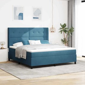vidaXL Κρεβάτι Box Spring LED με Στρώμα Μπλε 180 x 200 cm Βελούδο