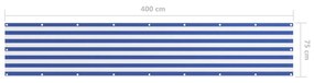 vidaXL Διαχωριστικό Βεράντας Λευκό/Μπλε 75 x 400 εκ. Ύφασμα Oxford