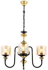 Φωτιστικό Οροφής 301AUR1156 Φ62x98cm 3xE27 60W Black-Gold Opviq