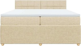 vidaXL Κρεβάτι Boxspring με Στρώμα Κρεμ 200x200 εκ. Υφασμάτινο