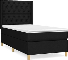 vidaXL Κρεβάτι Boxspring με Στρώμα Μαύρο 80 x 200 εκ. Υφασμάτινο