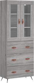 vidaXL Ντουλάπι Γκρι Sonoma 69,5 x 34 x 180 εκ. Επεξεργασμένο Ξύλο