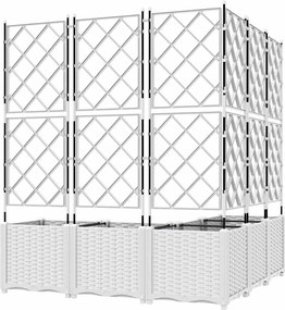 vidaXL Γλάστρα Κήπου 5 τμχ. Λευκό 120 x 120 x 143 εκ. PP