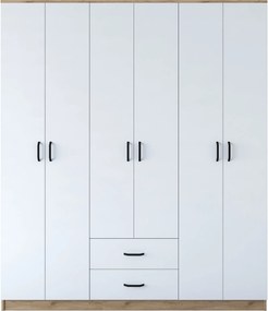 Εξαφυλλη Ντουλαπα Καρυδια/Λευκο BA113 51.5x180x210