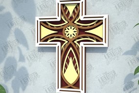 Intra απο ξύλο plywood 3mm-4mm πάχος 3D Layered Cross | Χριστιανικό σύμβολο |CNC Δίασταση 30x20 cm INTRAFABR-108318137