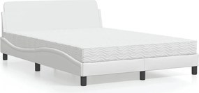 vidaXL Κρεβάτι με Στρώμα Dover Λευκό 140x200εκ.από Συνθετικό Δέρμα