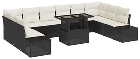 vidaXL Σετ Καναπέ Κήπου με μαξιλάρι 11 pcs Μαύρο και κρεμ