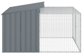 vidaXL Σπιτάκι Σκύλου με Αυλή Ανθρακί 153x194x110 εκ. Γαλβαν. Χάλυβας