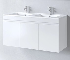 Πάγκος OMEGA WHITE 120 S3BOM120GL0D 120x46x60, Νιπτήρα 120x46 με δύο γούρνες - S3BOM120GL0D