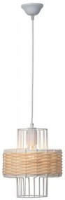 Arkolight Φωτιστικό Κρεμαστό Φ27cm Από Φυσικό Ρατάν Και Λευκό Μέταλλο 429-1-27