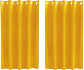 vidaXL Κουρτίνες συσκότισης 2 τμχ. Μουσταρδί 140 x 140 cm Βελούδο