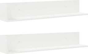 vidaXL Ράφια τοίχου 2 τεμάχια Λευκό Κατασκευασμένο ξύλο