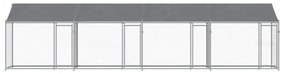 VidaXL Κλουβί Σκύλου με Οροφή και Πόρτες Γκρι 8x2x2 μ. Γαλβ. Χάλυβας