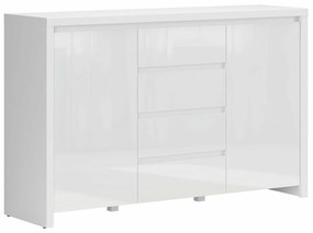 Σιφονιέρα Boston ED101, Άσπρο, Γυαλιστερό λευκό, Με συρτάρια και ντουλάπια, 91x143x40cm, 60 kg | Epipla1.gr