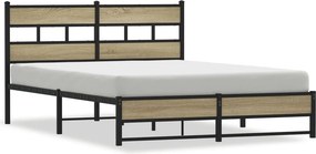 vidaXL Σκελετός Κρεβ. Χωρίς Στρώμα Sonoma Δρυς 150x200 εκ. Μεταλλικό