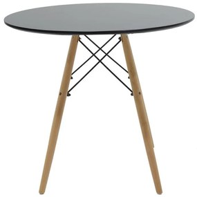 Τραπέζι Julita MDF μαύρο-πόδια φυσικό Φ80x73εκ 80x80x73 εκ.