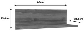 Ραφιέρα τοίχου Fane pakoworld μελαμίνη σε καρυδί απόχρωση 60x21.6x19.6εκ (1 τεμάχια)