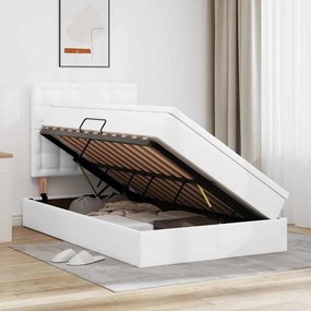 vidaXL Κρεβάτι Αποθήκης με στρώμα Λευκό 120 x 190 cm Τεχνητό Δέρμα
