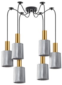 SE21-GM-4-BL6-GL1 ADEPT TUBE Gold Matt Pendant Smoked Glass+