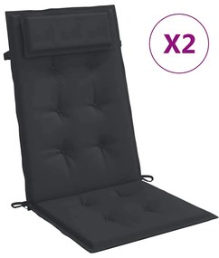 vidaXL Μαξιλάρια Καρέκλας με Πλάτη 2 τεμ. Μαύρα από Ύφασμα Oxford