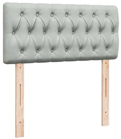 vidaXL Κρεβάτι Boxspring με Στρώμα Ανοιχτό Γκρι 90x200 εκ. Βελούδινο