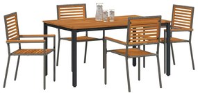 vidaXL Σέτ φαγητού για κήπο 5 pcs Γκρι 150 x 90 x 75 cm