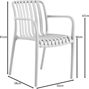MODA Πολυθρόνα Στοιβαζόμενη PP - UV Protection Απόχρωση Άσπρο   1τμχ