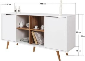 Κονσόλα Λευκό / Καρυδί PRAGREN 160x44x18