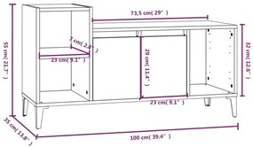 Έπιπλο Τηλεόρασης Λευκό 100 x 35 x 55 εκ. Επεξεργασμένο Ξύλο - Λευκό