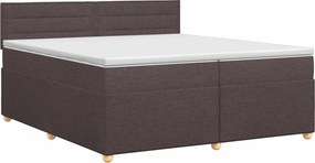 vidaXL Κρεβάτι box spring με στρώμα Σκούρο Καφέ 200 x 200 cm Ύφασμα
