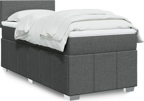 vidaXL Κρεβάτι Boxspring με Στρώμα Σκούρο Γκρι 90x190 εκ. Υφασμάτινο