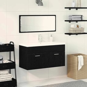 vidaXL Σετ Επίπλων Μπάνιου 3 pcs Μαύρη Οξυά Επεξεργασμένο ξύλο