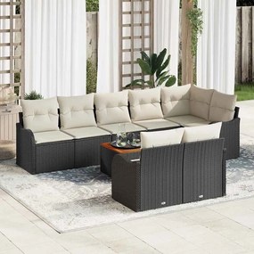 vidaXL Σετ Καναπέ Κήπου 9 pcs Μαύρο Πολυ ράταν