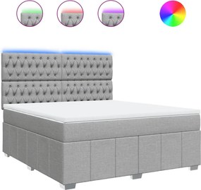 vidaXL Κρεβάτι Boxspring με Στρώμα Ανοιχτό Γκρι 180x200 εκ. Υφασμάτινο