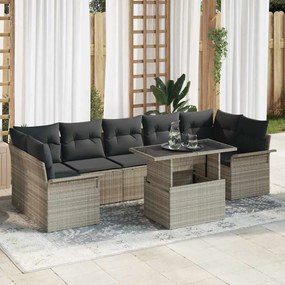 vidaXL Σετ Καναπέ Κήπου με μαξιλάρι 8 pcs Ανοιχτό γκρι Πολυ ράταν
