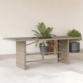 Τραπέζι Κήπου με Γυάλινη Επιφάνεια Αν. Γκρι 190x80x74 εκ Ρατάν - Γκρι
