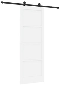 vidaXL Συρόμενη Πόρτα με Σετ Εξαρτημάτων Λευκή 78x211 εκ. Στερεό Ξύλο Πεύκου