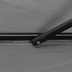 Ομπρέλα εξωτερικού χώρου Outsunny Ø196 cm, εξαγωνική ομπρέλα μπαλκονιού για παραλία, μπαλκόνι, κήπο, σκούρο γκρι