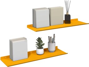 vidaXL Πλωτό ράφι 2 pcs Χαμομηλί κίτρινο 60 x 18 x 2,5 εκ. Ατσάλι