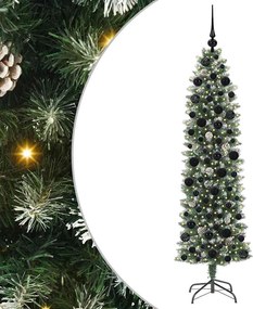 vidaXL Τεχνητό Λεπτό Χριστουγεννιάτικο Δέντρο Πράσινο και Λευκό 180 cm