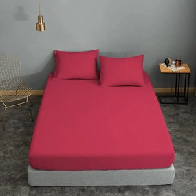 Σεντόνι Μεμονωμένο Polycotton Μονό 160x240εκ. Red Komvos Home 7002171-55