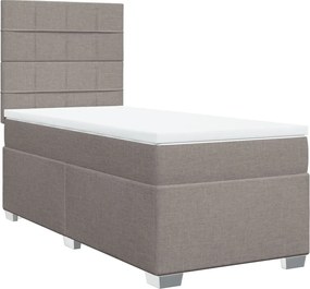 vidaXL Κρεβάτι Boxspring με Στρώμα Taupe 100 x 200 εκ. Υφασμάτινο